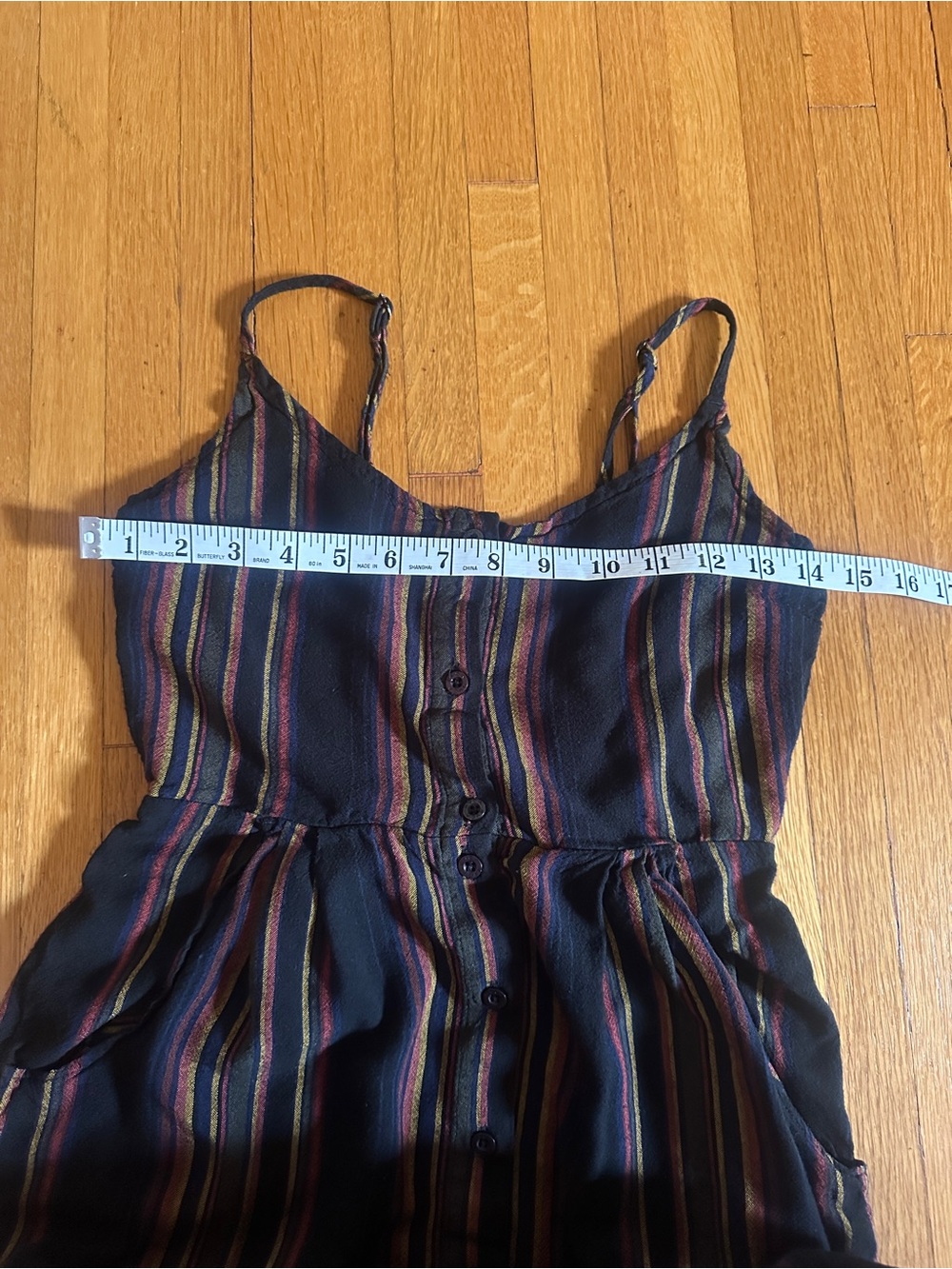 RVCA Medway Black Multi Striped Button-Up Midi Dress, Size XS - Picture 5 of 8